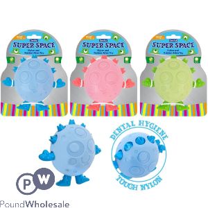 Smart Choice Rubber & Nylon Super Space Dental Alien Dog Toy 13cm Assorted Colours