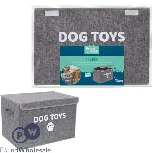 Smart Choice Polyester Grey Folding Lidded Dog Toy Box 53cm X 35cm X 35cm