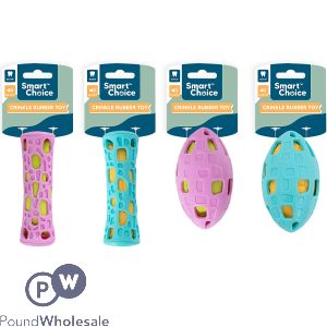 Smart Choice Squeaky Rubber Crinkle Dog Toy Assorted
