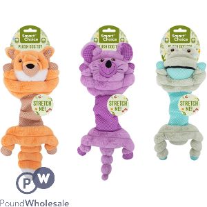 Smart Choice Squeaky Plush Stretch Animal Dog Toy 43cm Assorted