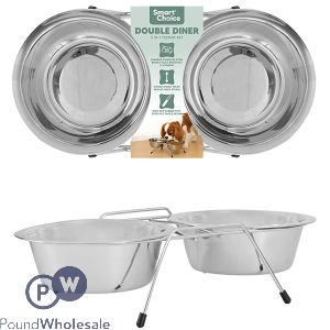 Smart Choice Stainless Steel Double Dinner Dog Bowl Set 35cm X 16cm