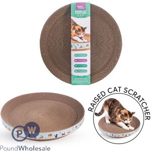 Smart Choice Raised Corrugated Card Catnip Round Cat Scratcher 34cm X 34cm X 10.5cm