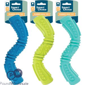 Smart Choice Squeaky Rubber Textured Wavy Baton Dog Toy 25cm Assorted Colours