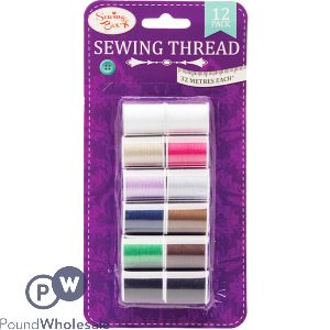 Sewing Box Assorted Colour Sewing Thread 32m 12 Pack