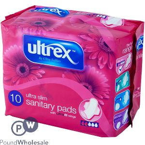 Ultrex Ultra Slim Sanitary Pads With Ultra Fit Wings 10 Pack