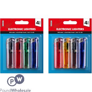Scorpion Mixed Colour Electronic Refillable Lighters 4 Pack Assorted