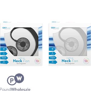 Oxycool Portable Rechargeable Light-up Neck Fan Assorted Colours