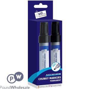 Just Stationery Black Fast-Drying Chunky Permanent Markers 2 Pack