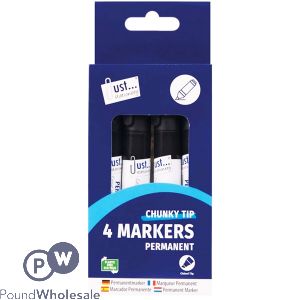 4 PERMANANT MARKERS CHISEL TIP B/C