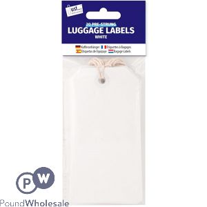 Just Stationery Pre-Strung White Luggage Labels 12 X 6cm 20 Pack