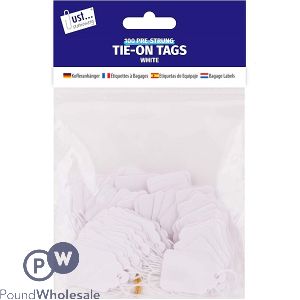 Just Stationery Pre-Strung Tie-On Tags 25 X 39mm 100 Pack