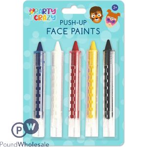 Party Crazy Push-Up Face Paints Assorted Colours 5 Pack