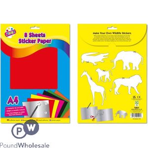 Artbox A4 Assorted Colour Metallic Sticker Paper 8 Sheets