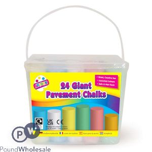 Artbox Assorted Colour Giant Pavement Chalks Tub 24 Pack