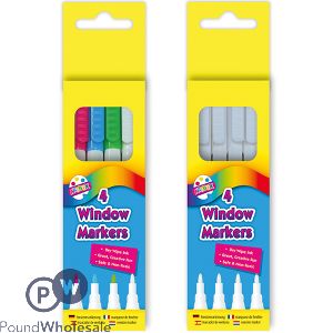 Artbox Assorted Colour Dry-wipe Window Markers 4 Pack