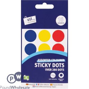 Just Stationery 280+ Sticky Dots Assorted Colours