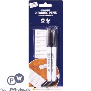 Just Stationery Fabric Pens &amp; Name Tag Labels 2 Pack