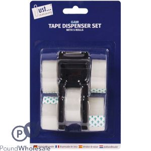 Just Stationery Tape Dispenser Set Assorted Colours With 5 Tape Rolls