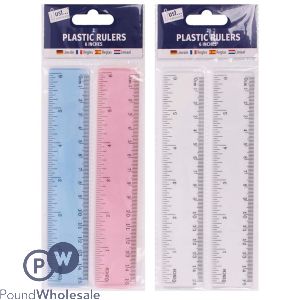 Just Stationery 6" Plastic Rulers 2 Pack