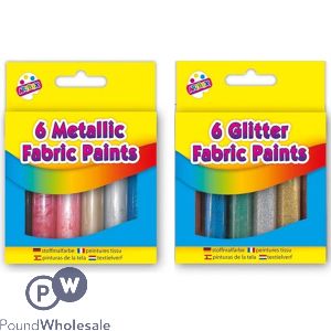 Artbox Glitter & Metallic Fabric Paints 6 Pack Assorted