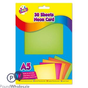Artbox A5 Assorted Colour Neon Craft Card 30 Sheets