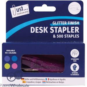 Just Stationery Metallic Stapler & 500 26/6 Staples Set