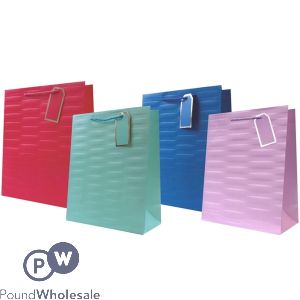 Embossed Brights Gift Bag Large Assorted Colours