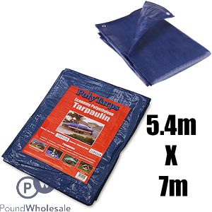 Polytarps Economy Polyethylene 80gsm Blue Tarpaulin 5.4m X 7m
