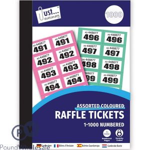 Just Stationery 1-1000 Numbered Cloakroom & Raffle Tickets CDU