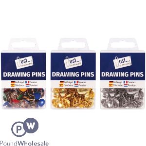 Just Stationery Drawing Pins 200 Pack Assorted Colours