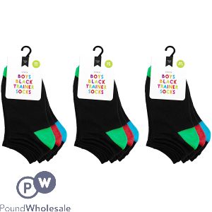 Farley Mill Assorted Colour Size 4-6 Boys' Black Trainer Socks 3 Pack