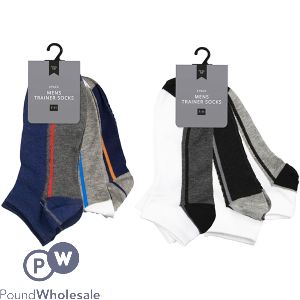 Farley Mill Assorted Size 7-11 Mens' Trainer Socks 3 Pack