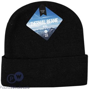 Farley Mill Men's Black Thermal Lined Beanie Hat