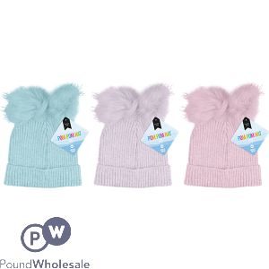 Farley Mill Kids Pom Pom Metallic Hat Assorted Colours
