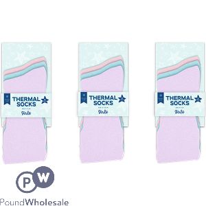 Farley Mill Assorted Colour Girls Thermal Socks 3 Pack