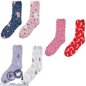Farley Mill UK 4-8 Ladies Printed Soft Slouch Socks 2 Pack Assorted