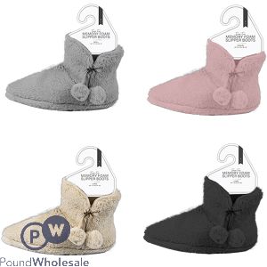 Farley Mill Ladies Faux Fur Memory Foam Slipper Boots Assorted