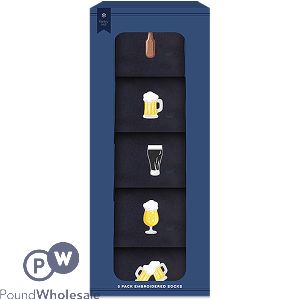 Farley Mill Assorted Men's Embroidered Beer Socks 5 Pack