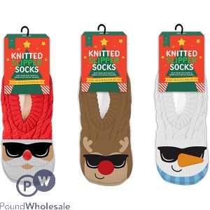 Farley Mill Men's Christmas Novelty Fleece Knitted Slipper Socks Assorted