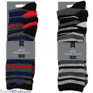 Farley Mill 6-11 Men's Stripe Ankle Socks 5 Pairs Assorted Colours