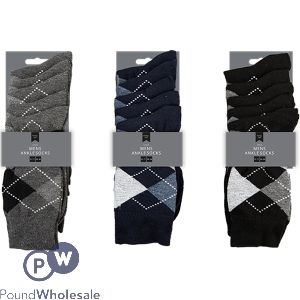 Farley Mill 6-11 Men's Argyle Socks 5 Pairs Assorted Colours