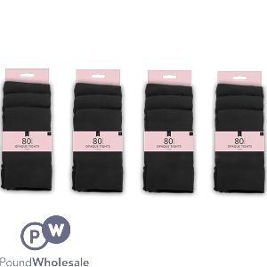 Farley Mill 80 Denier Black Opaque Tights 3 Pack Assorted Sizes