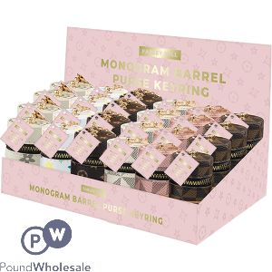 Farley Mill Monogram Barrel Purse Keyring 10cm X 5cm Cdu Assorted