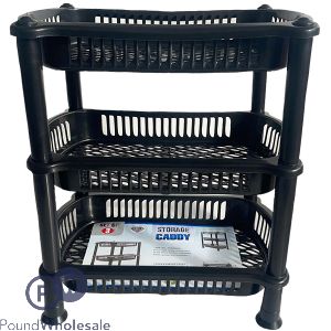 Three Tier Storage Basket Caddy Black