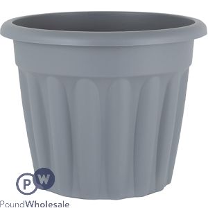 Round Ribbed Plastic Planter Platinum 50cm
