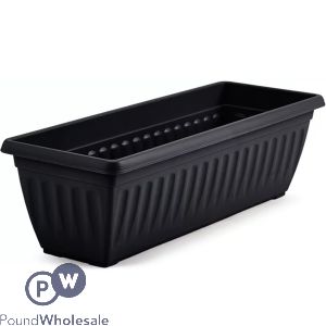 Plastic Ribbed Trough Planter Black 60cm