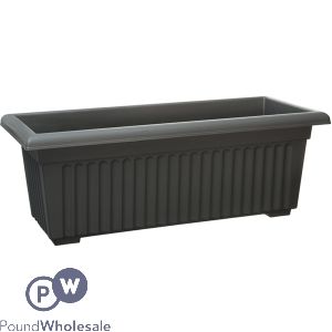 Plastic Ribbed Trough Planter Black 75cm
