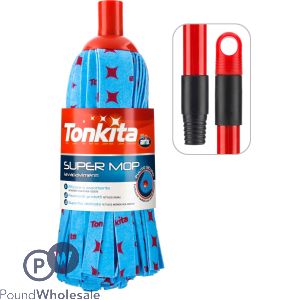 Tonkita Super Mop Non Woven With Red Handle Assorted 130cm