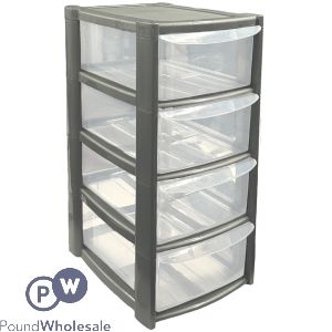 Black 4 Tier Mini Tower Drawer Unit