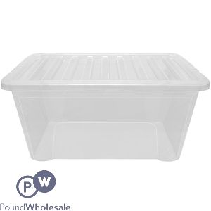 Clear Lidded Plastic Storage Box 110L